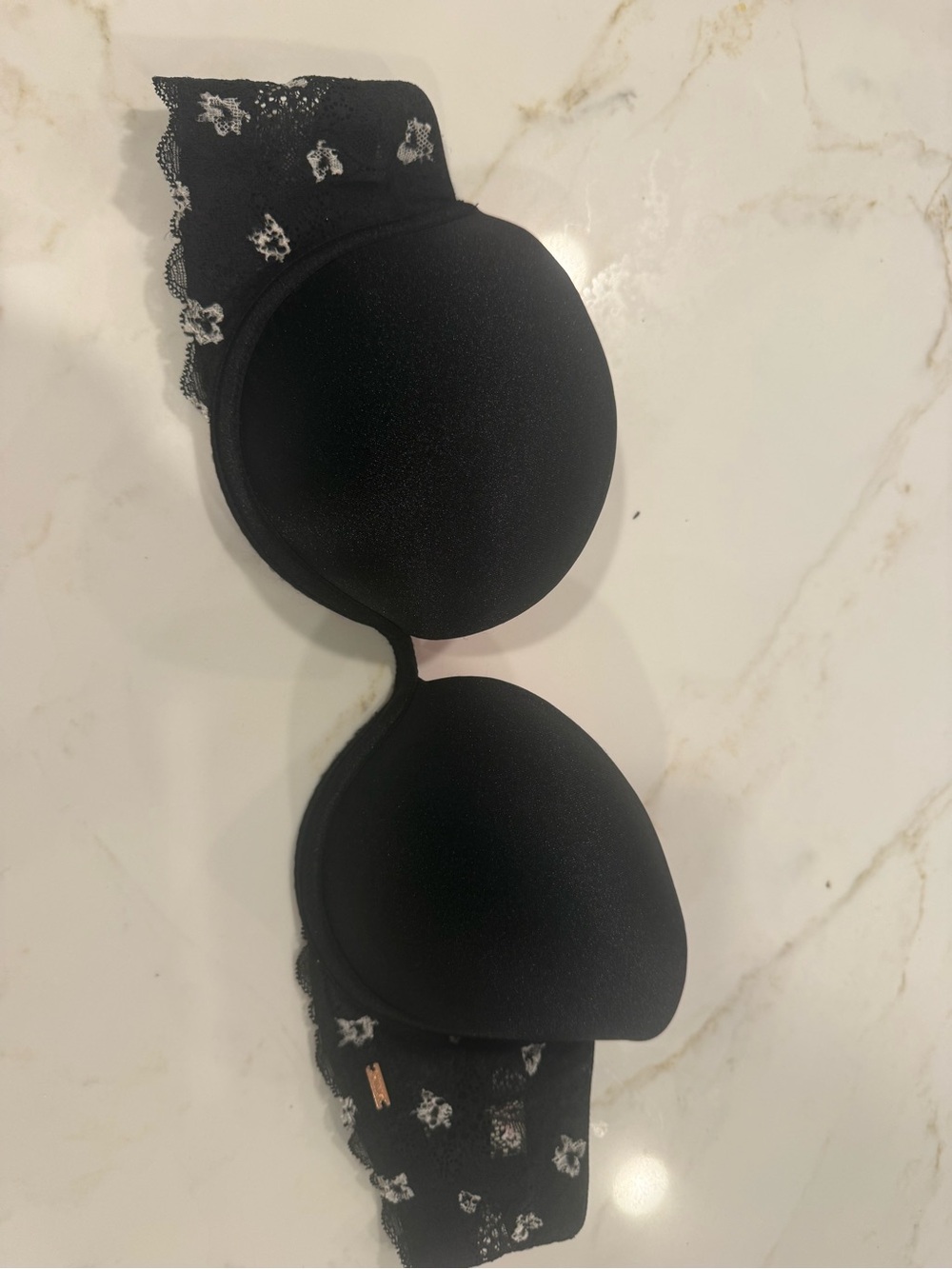 PINK Victoria's Secret Black Lace-Trim Strapless Bra